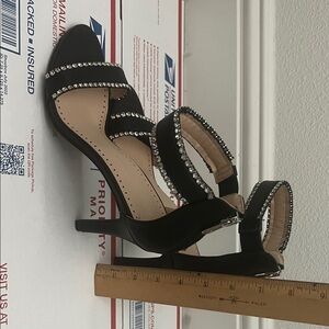 Adrienne Vittadini Black Heels with Rhinestone Accents